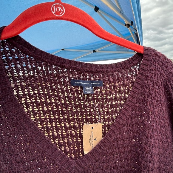 Women's V-Neck Knit Sweater - Purple - Picture 3 of 6